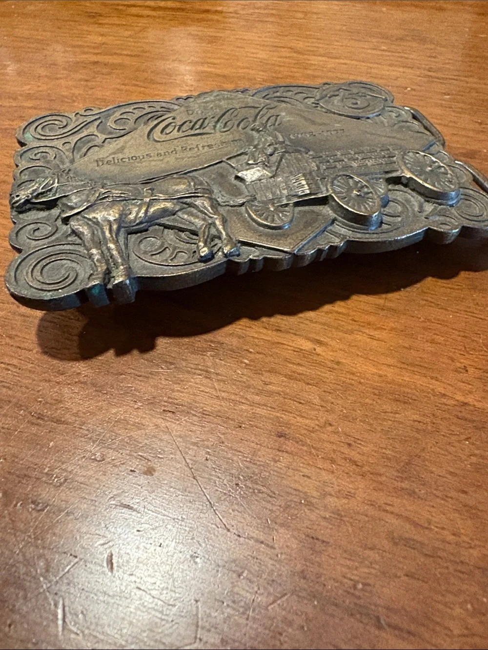 Vintage 1976 Bergamot Brass Coca-Cola 75th anniversary solid brass belt buckle
